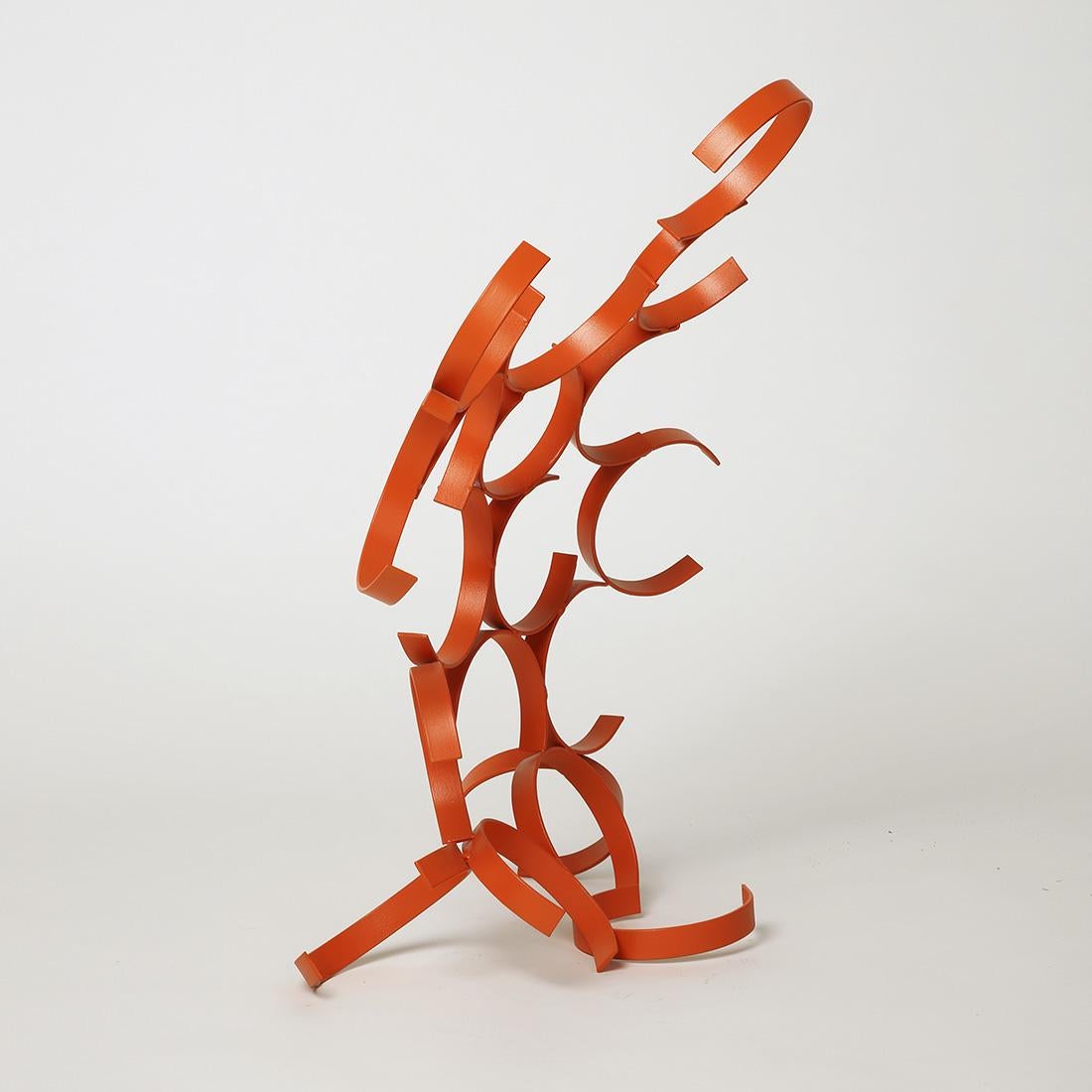 La Geria - Metal, Abstract Sculpture, Contemporary Art, Orange, Gareth Griffiths For Sale 2