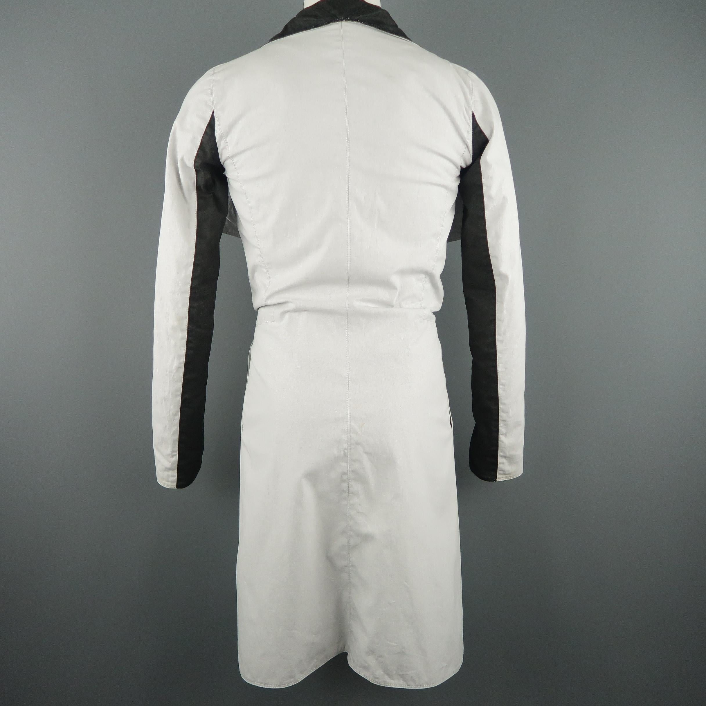 GARETH PUGH 36 White & Black Color Block Draped Collar Coat 1