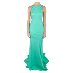 Gareth Pugh Aqua Green Silk Sleeveless Column Gown S