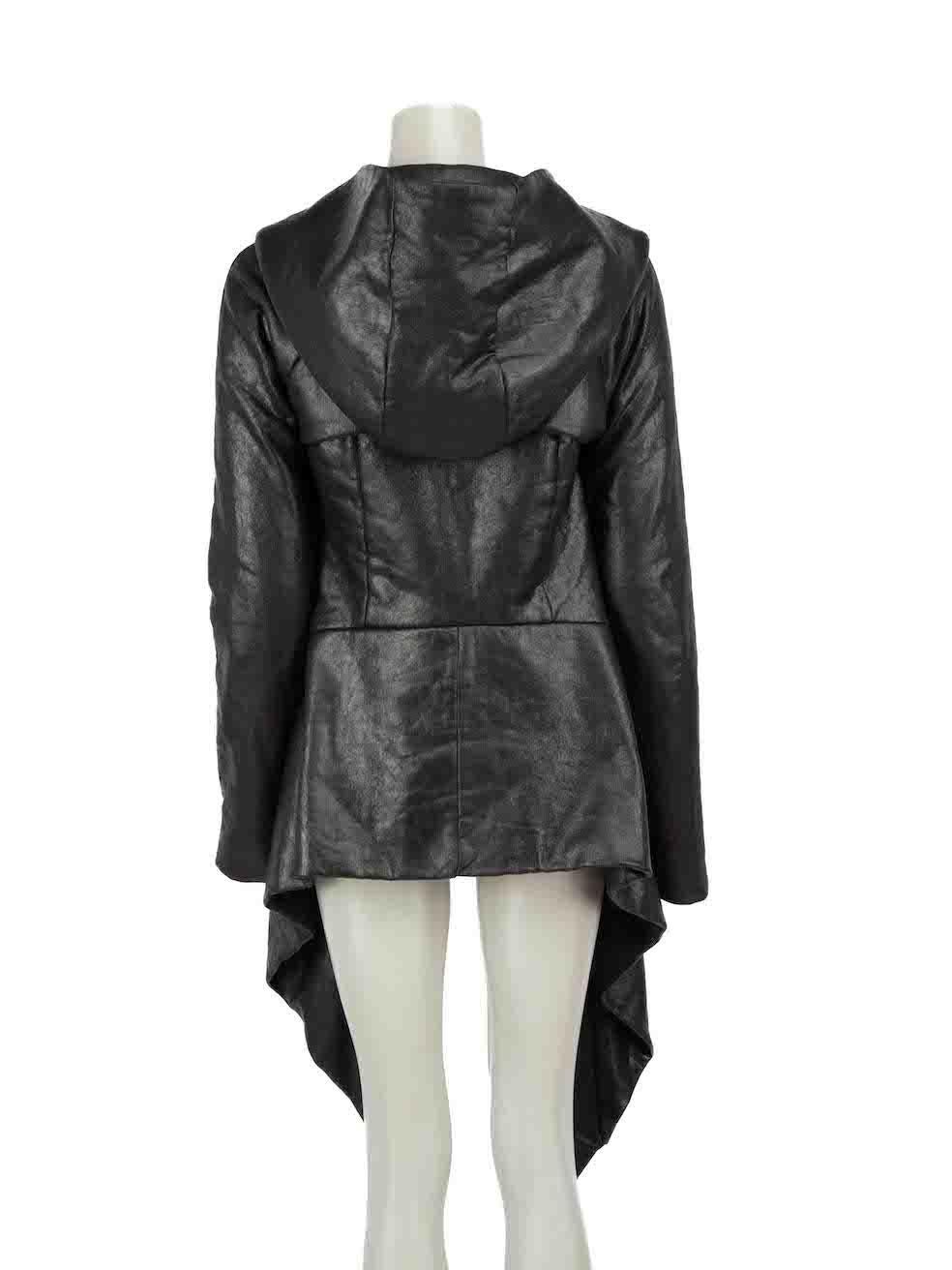 Gareth Pugh Black Draped Hem Hooded Coat Size L In Good Condition For Sale In London, GB