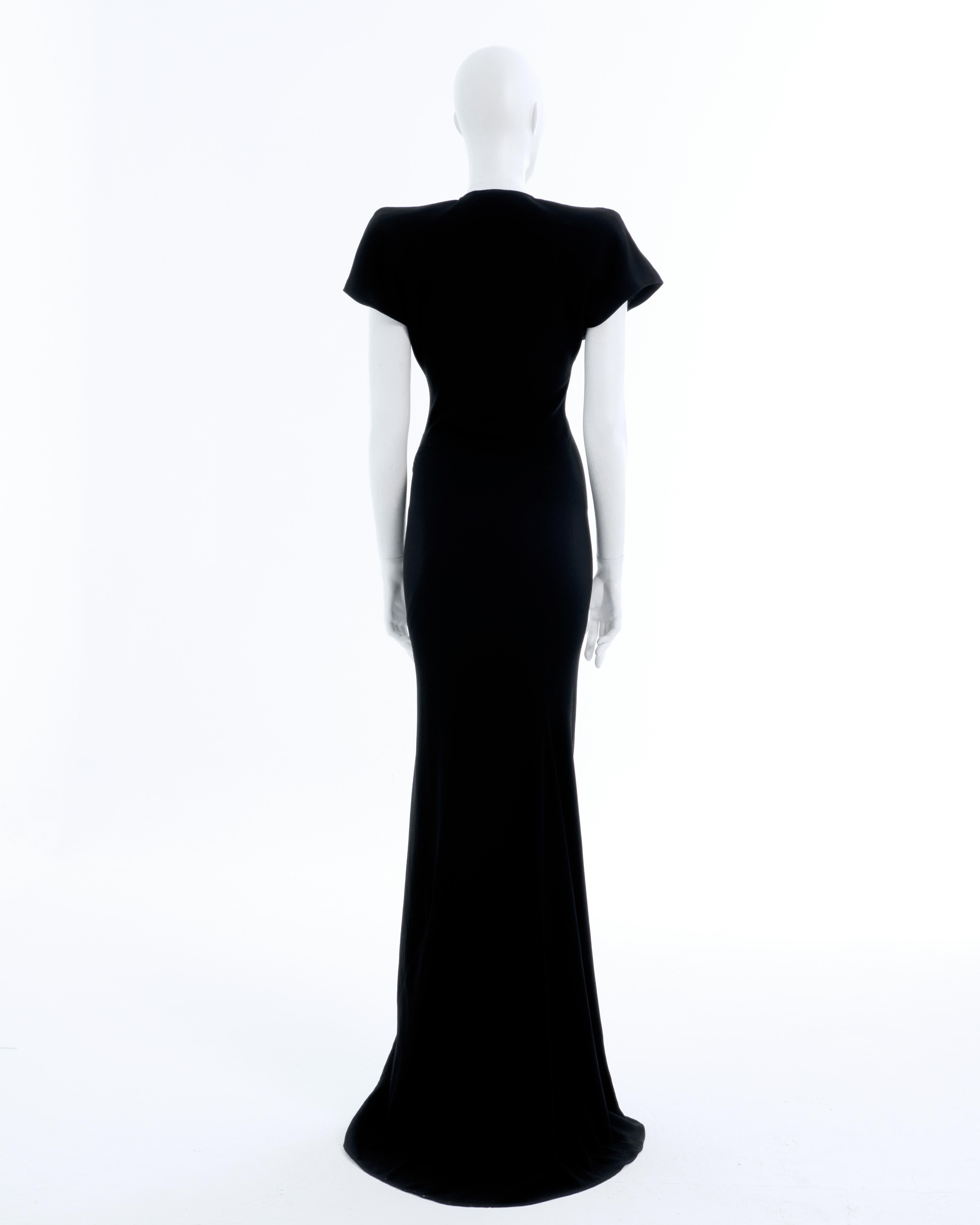 Gareth Pugh Vestido largo negro con cuello en V Black en venta