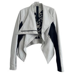Gareth Pugh Runway Asymmetrical Leather Jacket IT 38 Colorblock White & Black
