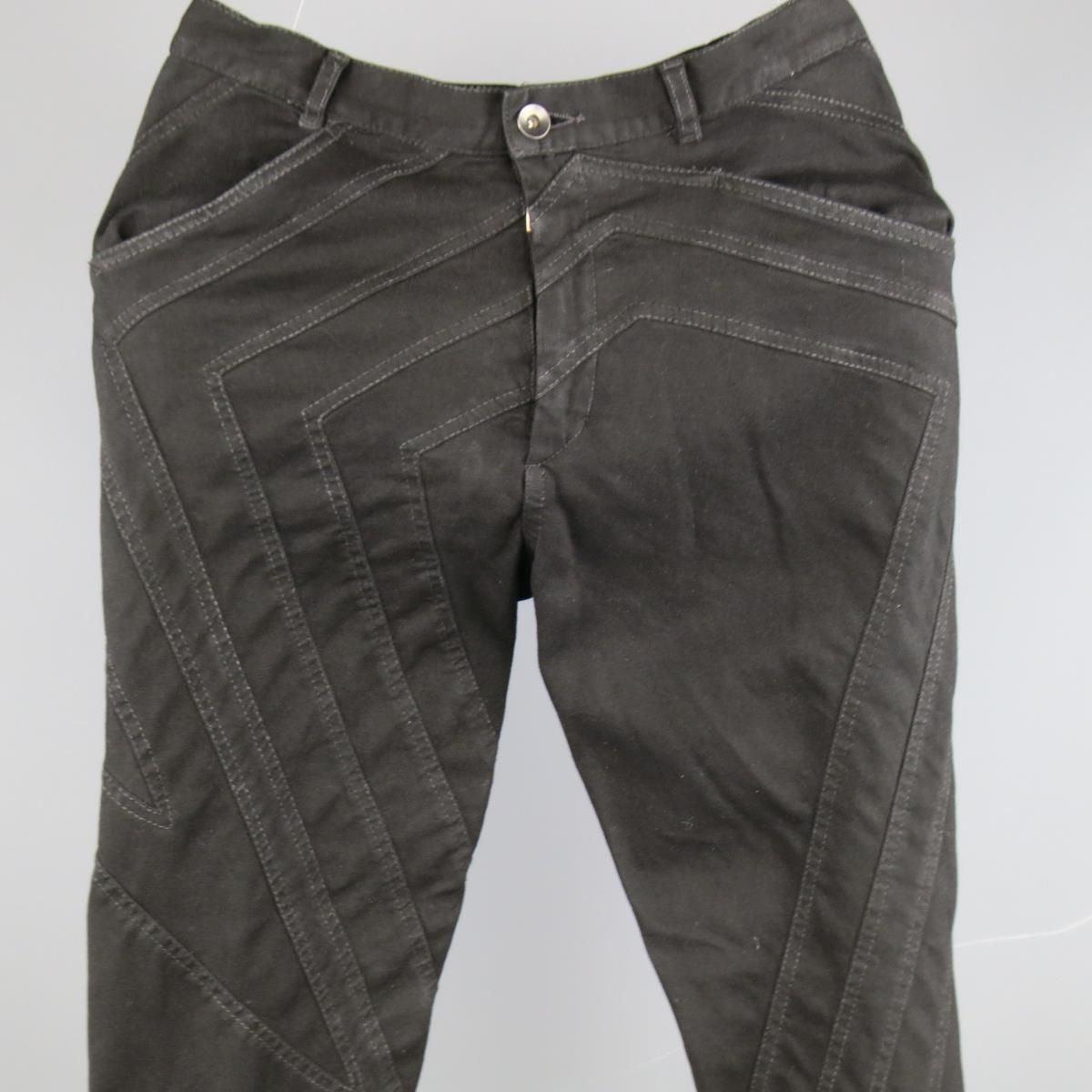 GARETH PUGH Size 28 Black Star Patchwork Denim Skinny Jeans In Good Condition For Sale In San Francisco, CA