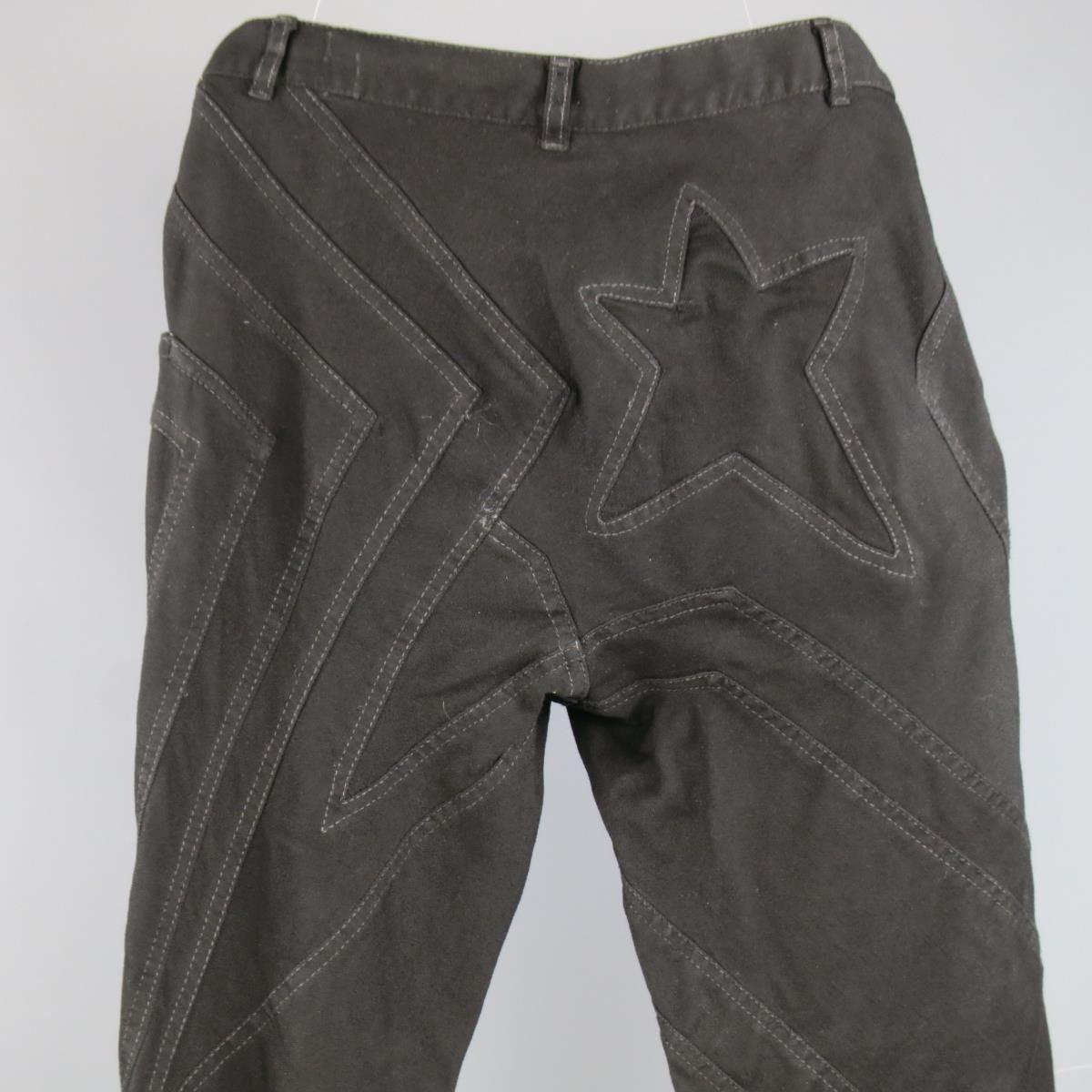 GARETH PUGH Size 28 Black Star Patchwork Denim Skinny Jeans For Sale 2