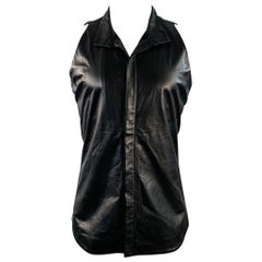 Gilet en cuir noir à boutons cachés GARETH PUGH Taille 36