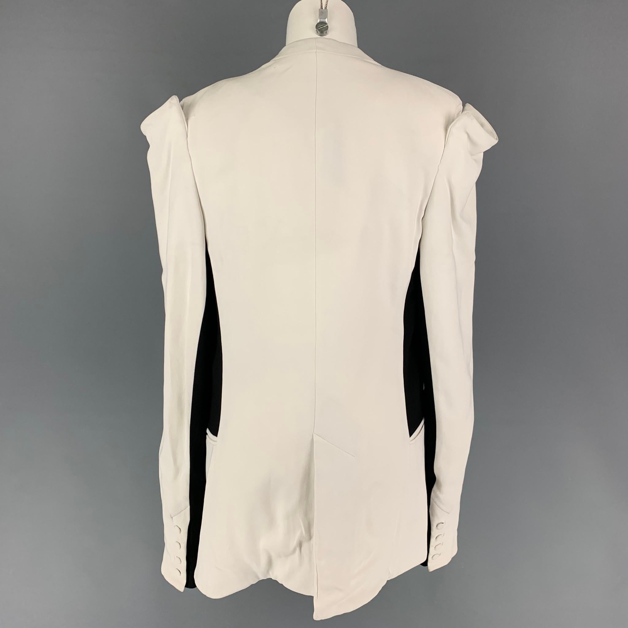 Beige GARETH PUGH SS 2009 Size M White Black Not Listed Two Tone Open Front Coat