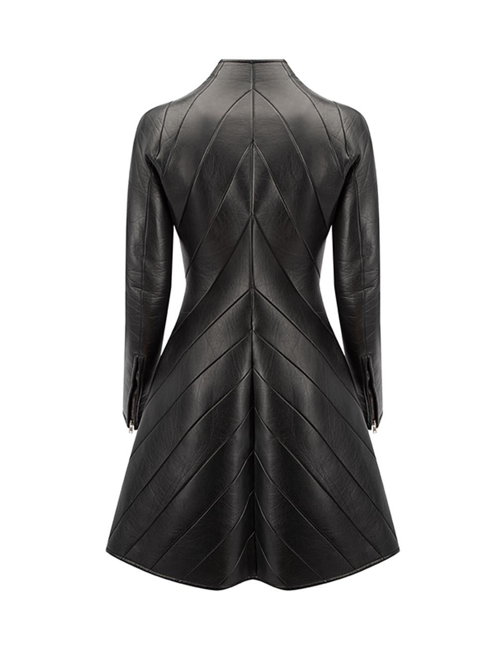 Gareth Pugh Women's Fall 2010 Black Leather Quilted Long Line Coat In Good Condition In London, GB