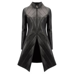 Gareth Pugh Women's Fall 2010 Black Leather Quilted Long Line Coat