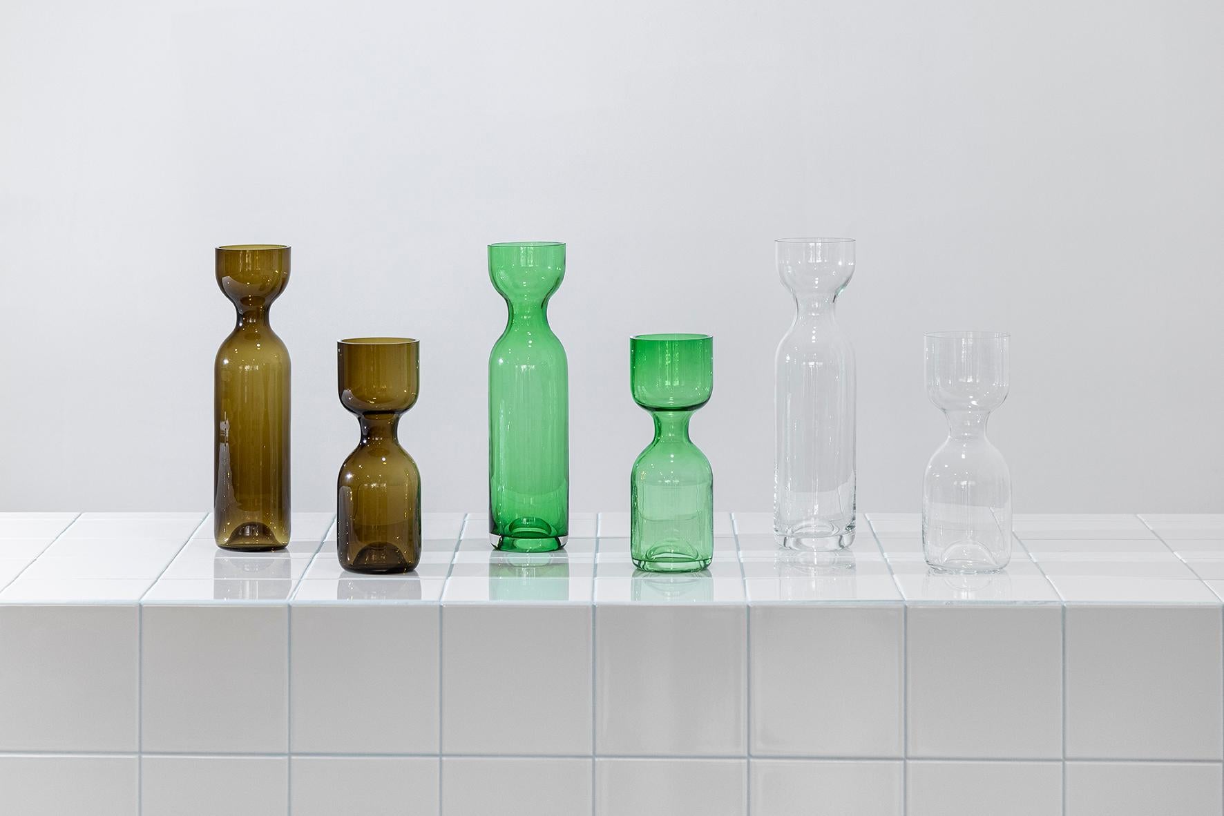 Contemporary Gargalos, Green Blown Glass Vase by Jahara and Bagniewski for Vicara For Sale
