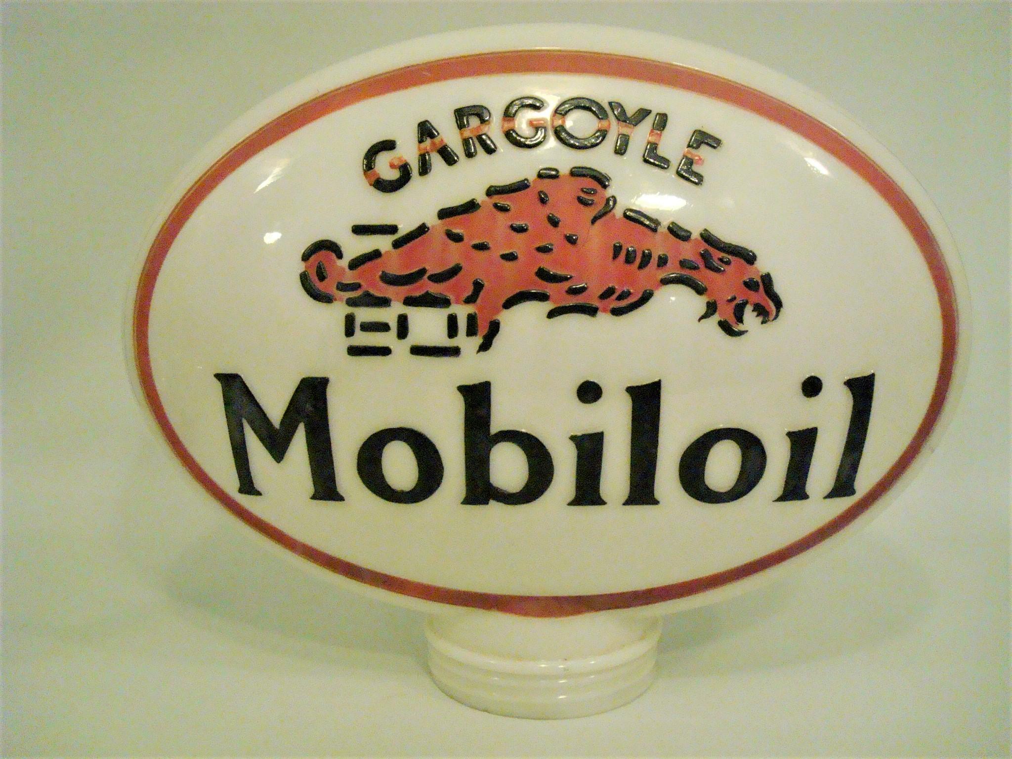 20th Century Gargoyle Moboloil Gas Pump Globe, Double Sided, with raised letter and logo For Sale