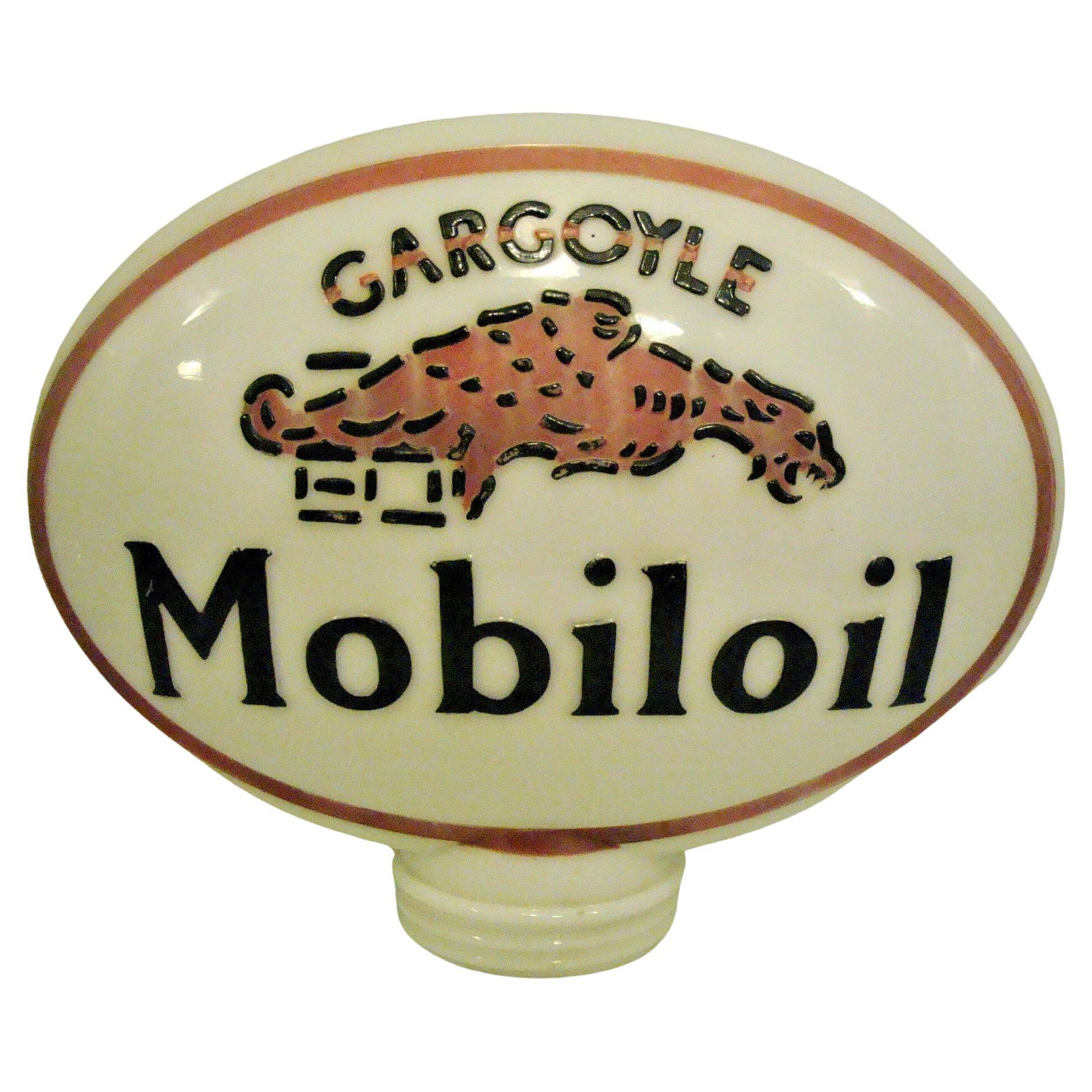 Gargoyle Moboloil Gas Pump Globe, Double Sided, with raised letter and logo For Sale
