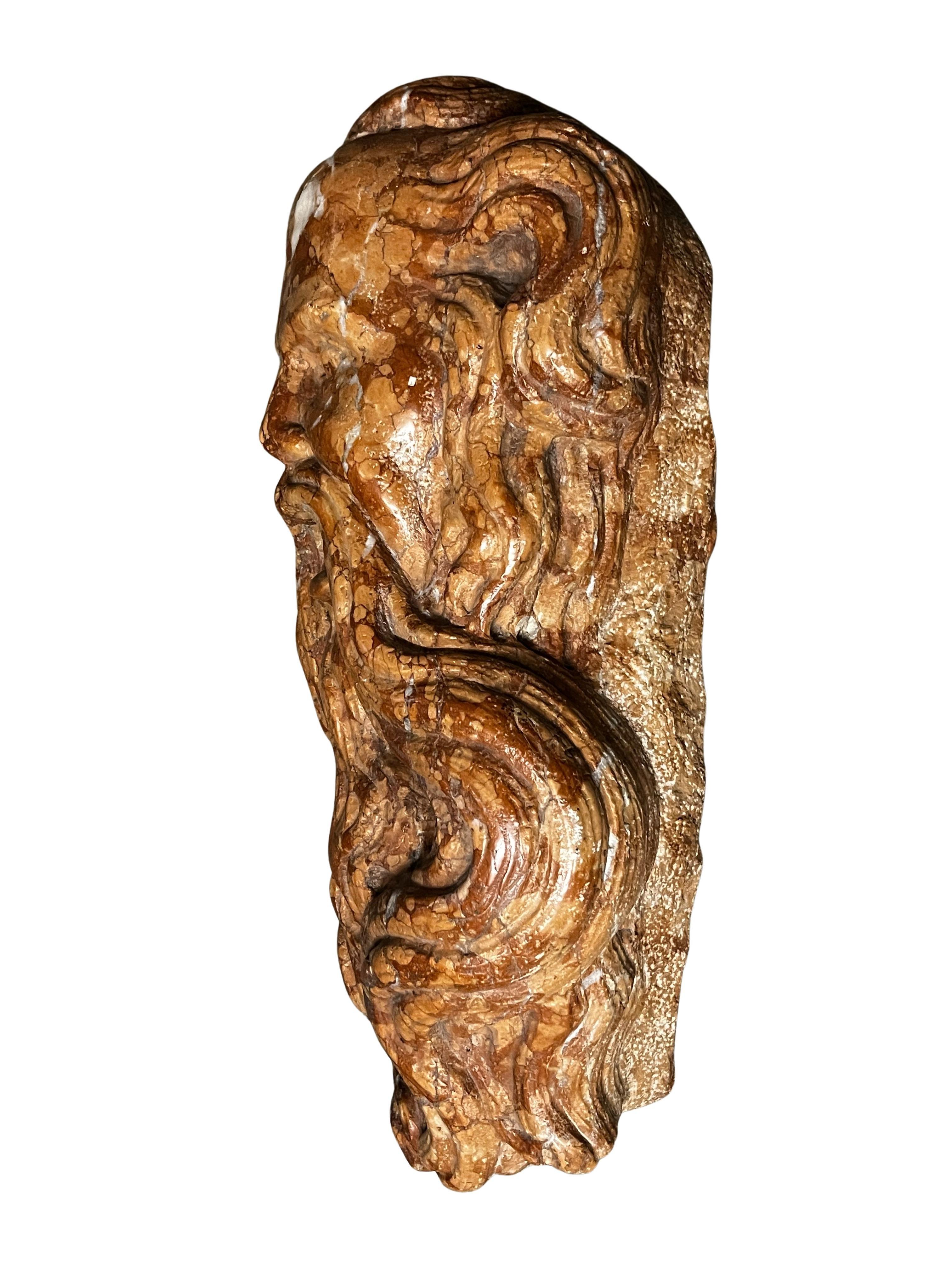 Gárgola, cabeza de filósofo chorreando agua, mármol, principios del siglo XX, Italia en venta 3