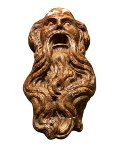 Gargoyle, philosopher's head spouting water, marble, early 20th century, Italy
