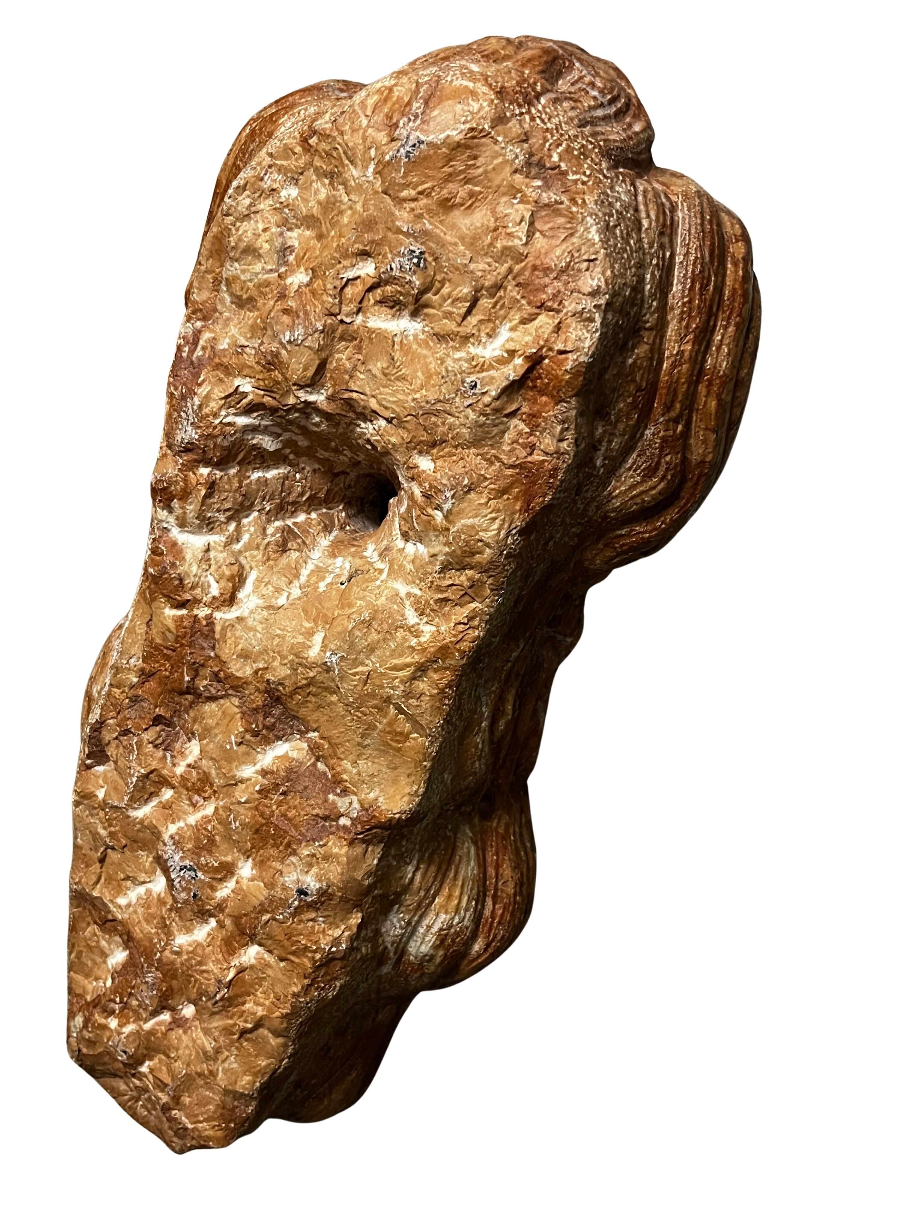 Gárgola, cabeza de filósofo chorreando agua, mármol, principios del siglo XX, Italia en Bueno estado para la venta en Wien, AT