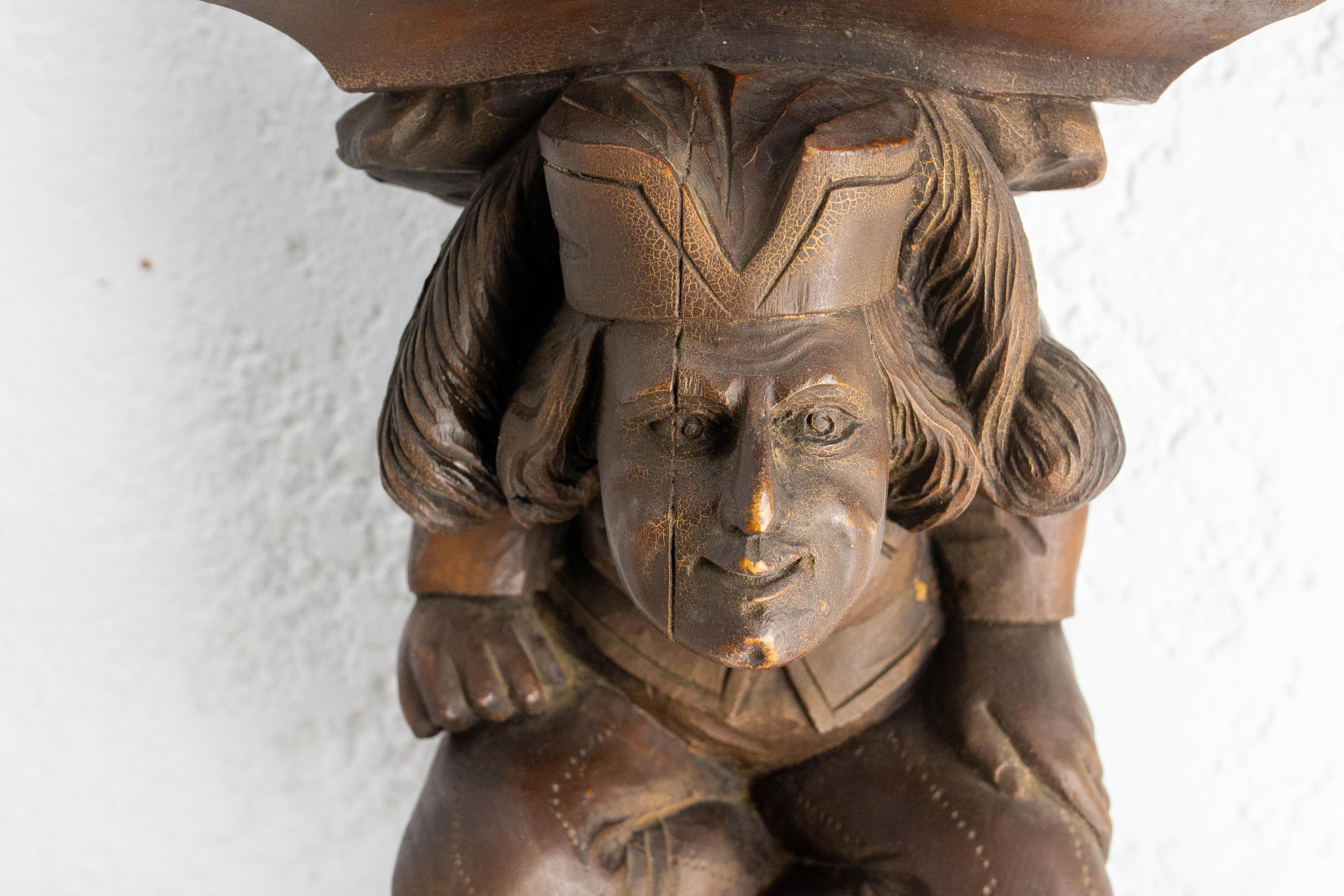 Lampe de table Gargoyle par J M-One Wood & Wrough Iron, français, circa 1960 en vente 5