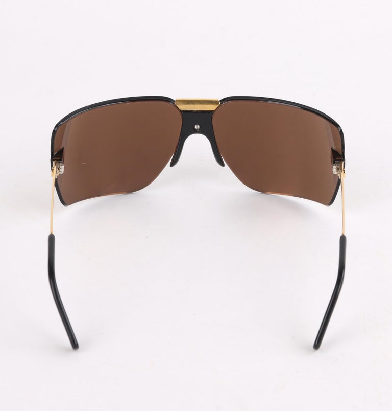 GARGOYLES c.1980s "Classic" 22K Gold Plate Mirrored Terminator Wrap Sunglasses at 1stDibs gold