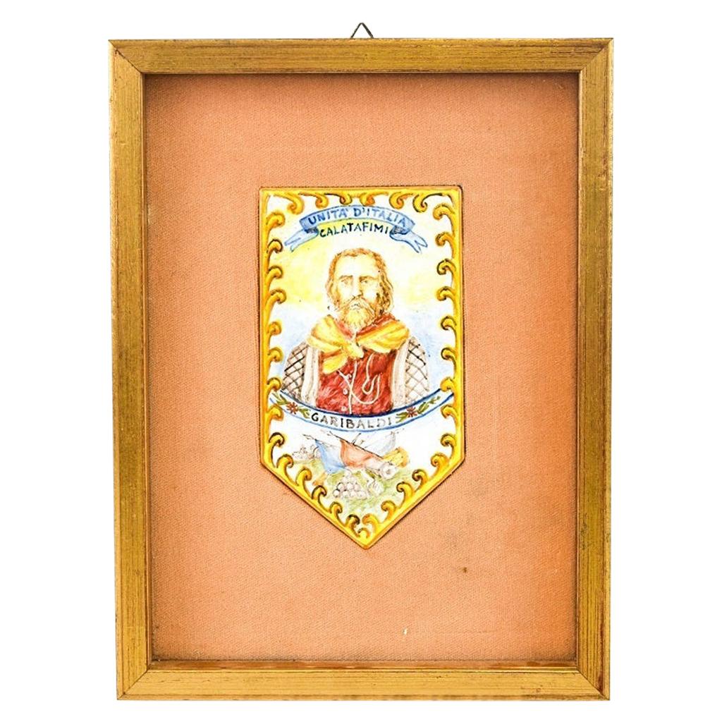 Garibaldi à Calatafimi, majolique décorative, fin du 19ème siècle en vente