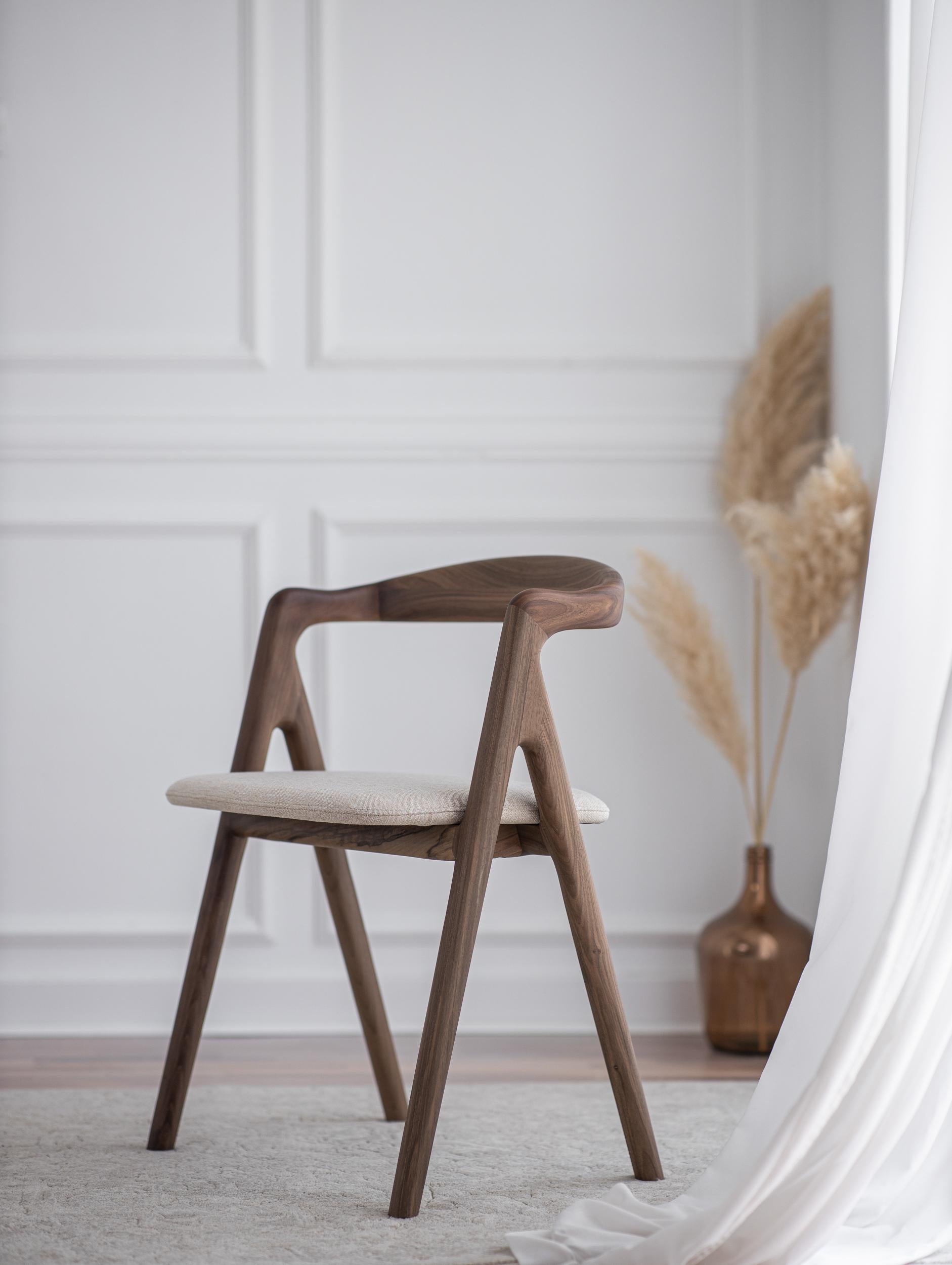 Garibaldi chair is a handmade chair made of solid, high-quality walnut wood.
For its production, we use only carefully selected wood pieces.

The chair was designed by a French architect Charlie Pommier in Paris (France).

Important note: As our