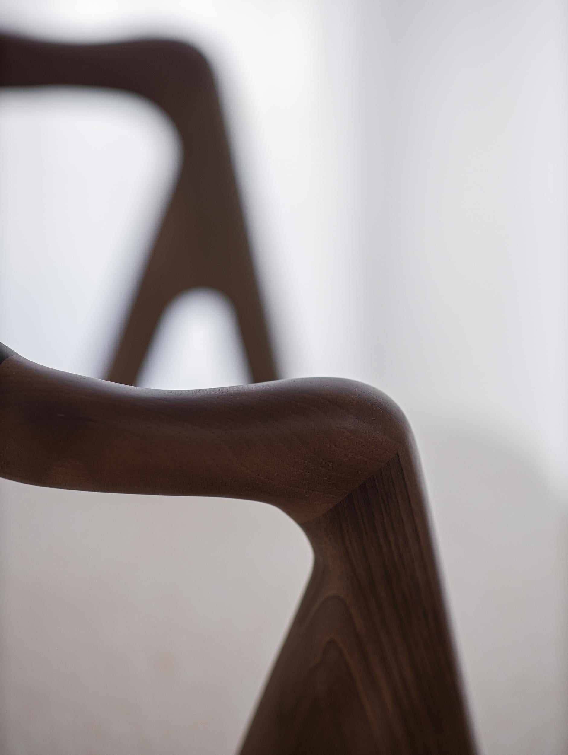 Scandinavian Modern Garibaldi Solid Wood Chair in Walnut by Charlie Pommier For Sale
