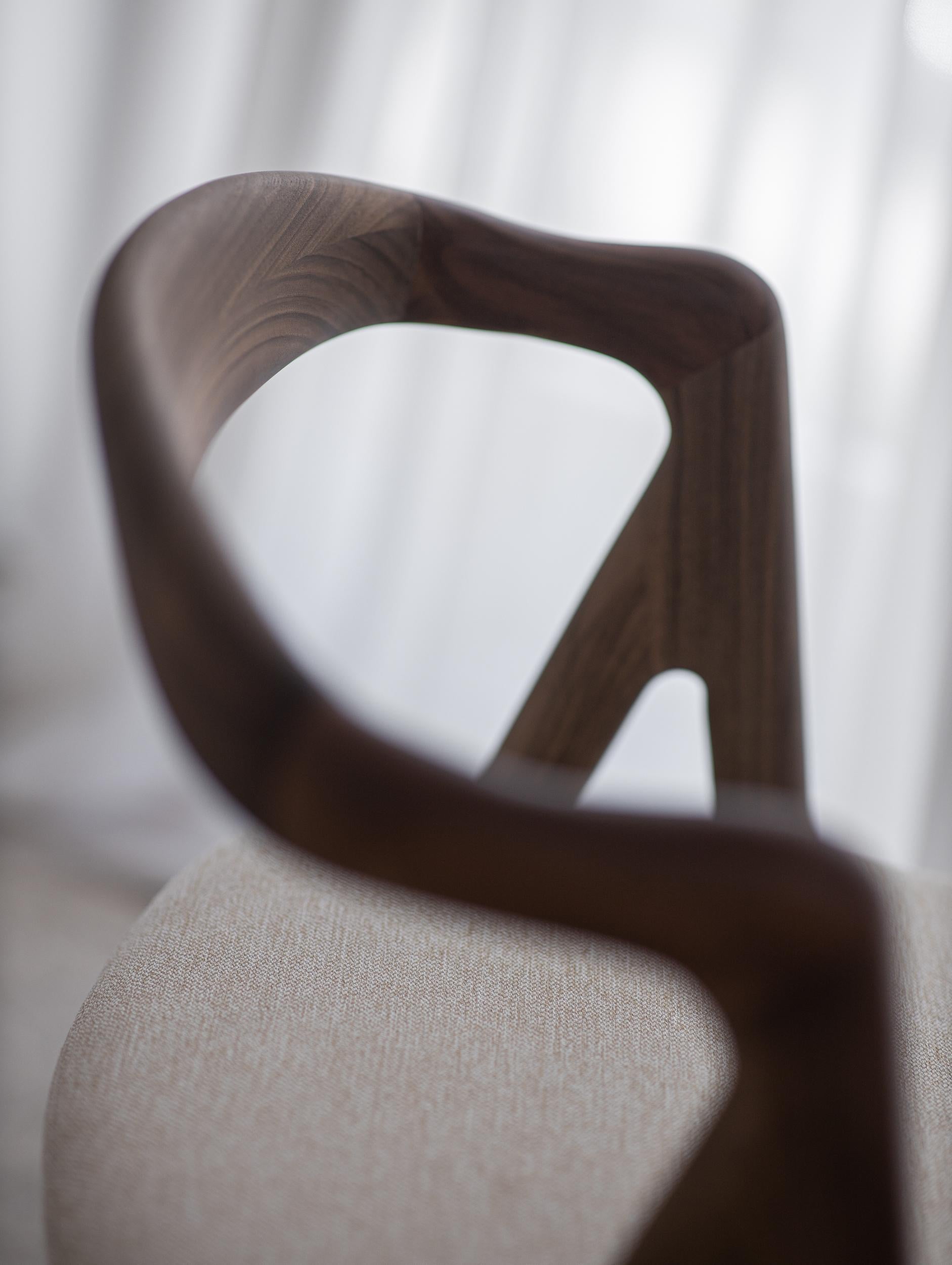 Serbian Garibaldi Solid Wood Chair in Walnut by Charlie Pommier For Sale
