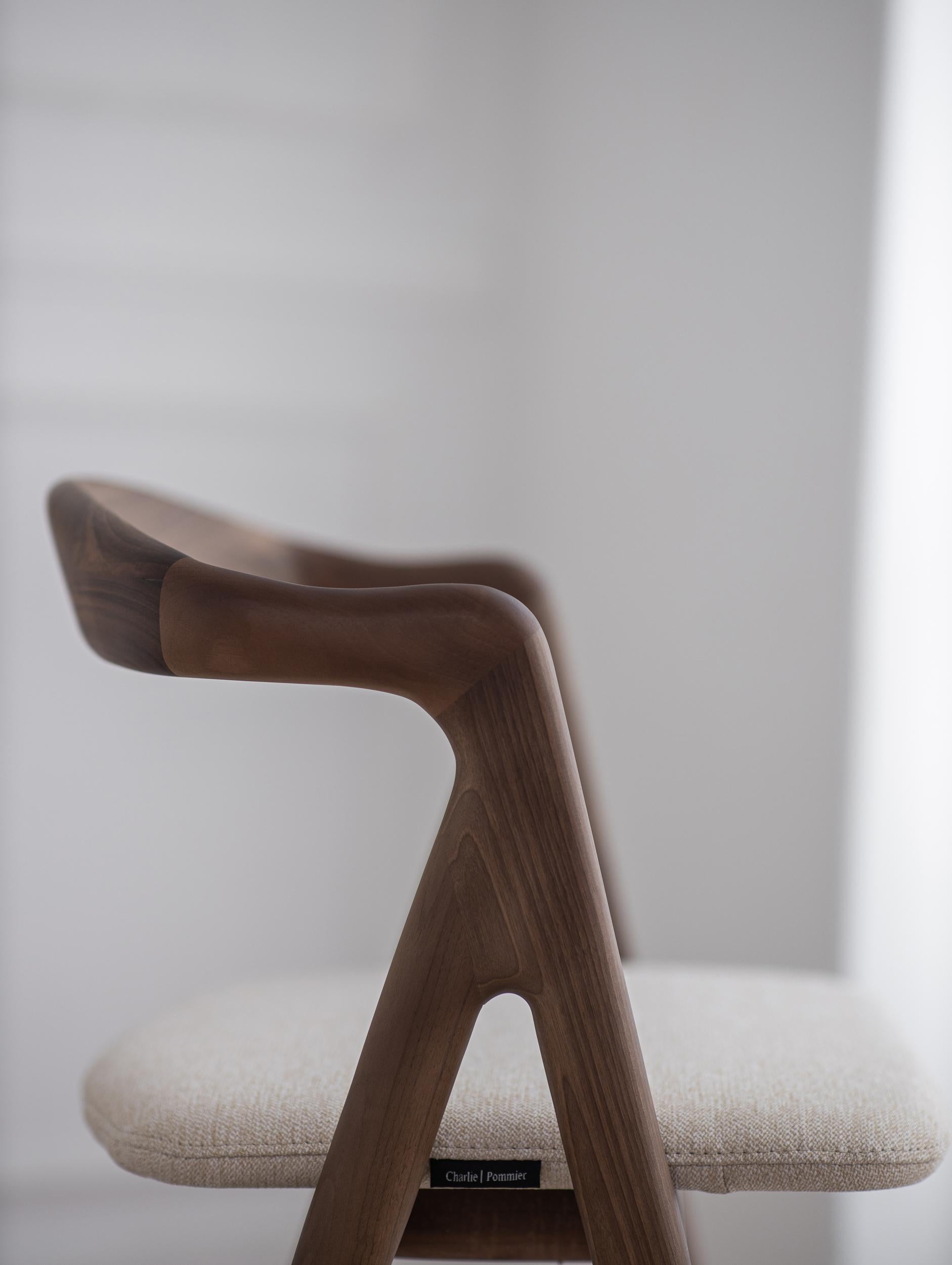 Hand-Crafted Garibaldi Solid Wood Chair in Walnut by Charlie Pommier For Sale