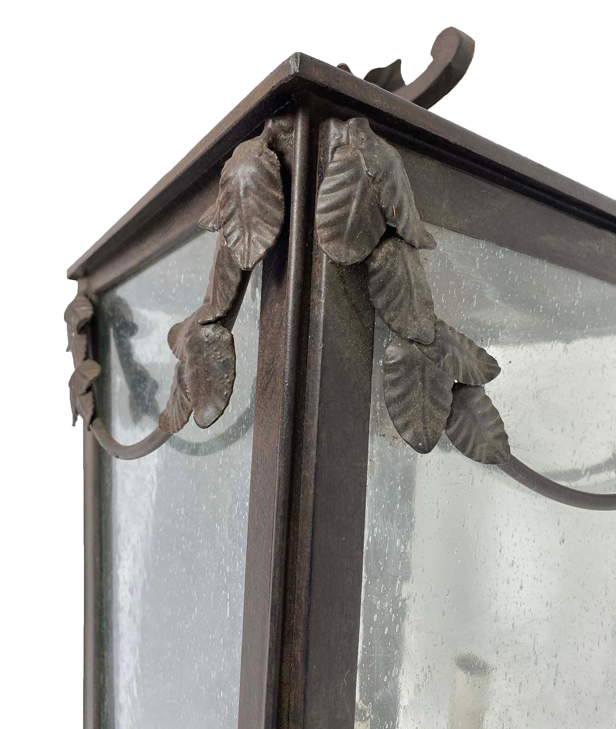 Baroque Revival Garland Wrought Iron  Wall Bracket Lantern For Sale