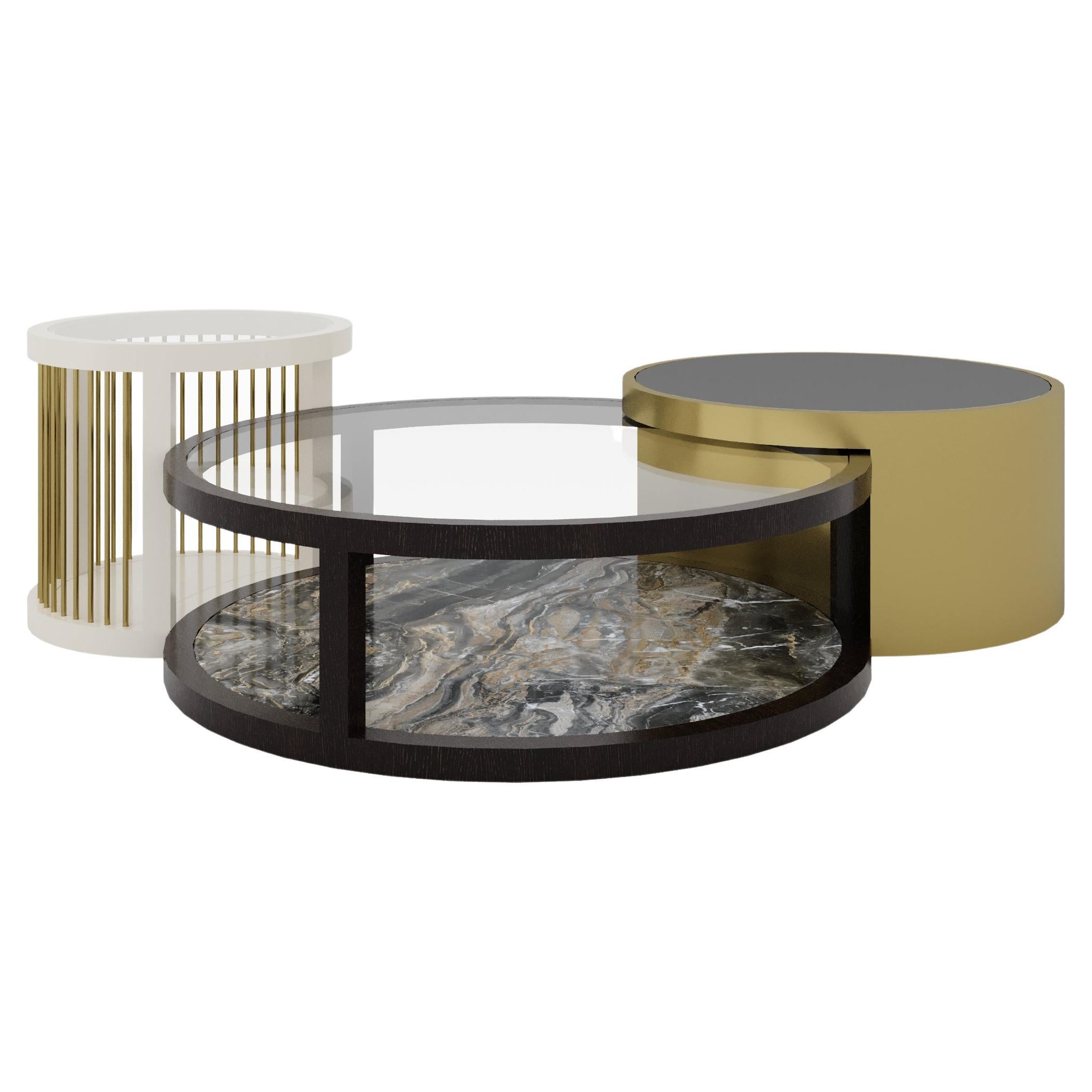 GARLAND Ceramic Set of 3 Coffee Tables For Sale