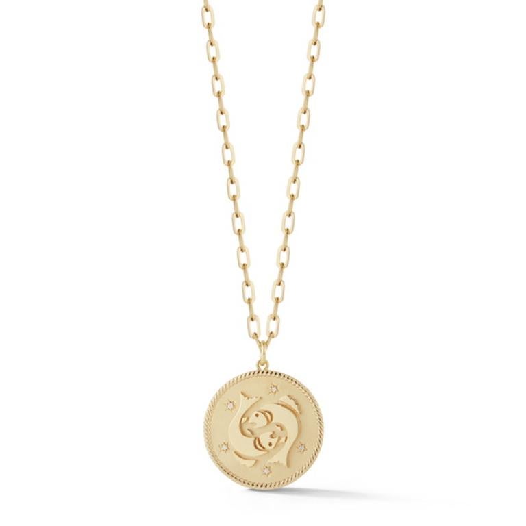 Garland Collection Diamond and Gold Aquarius Zodiac Medallion For Sale 11