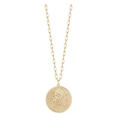 Garland Collection Diamond and Gold Aquarius Zodiac Medallion