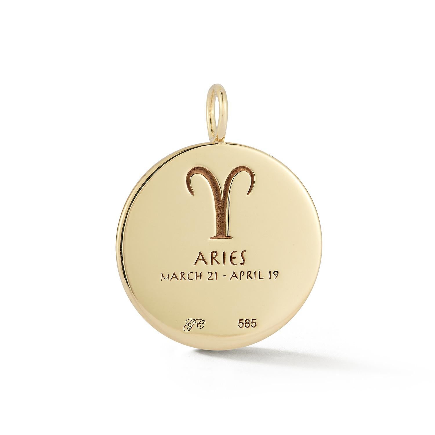 Contemporary Diamond and Gold Aries Medallion For Sale