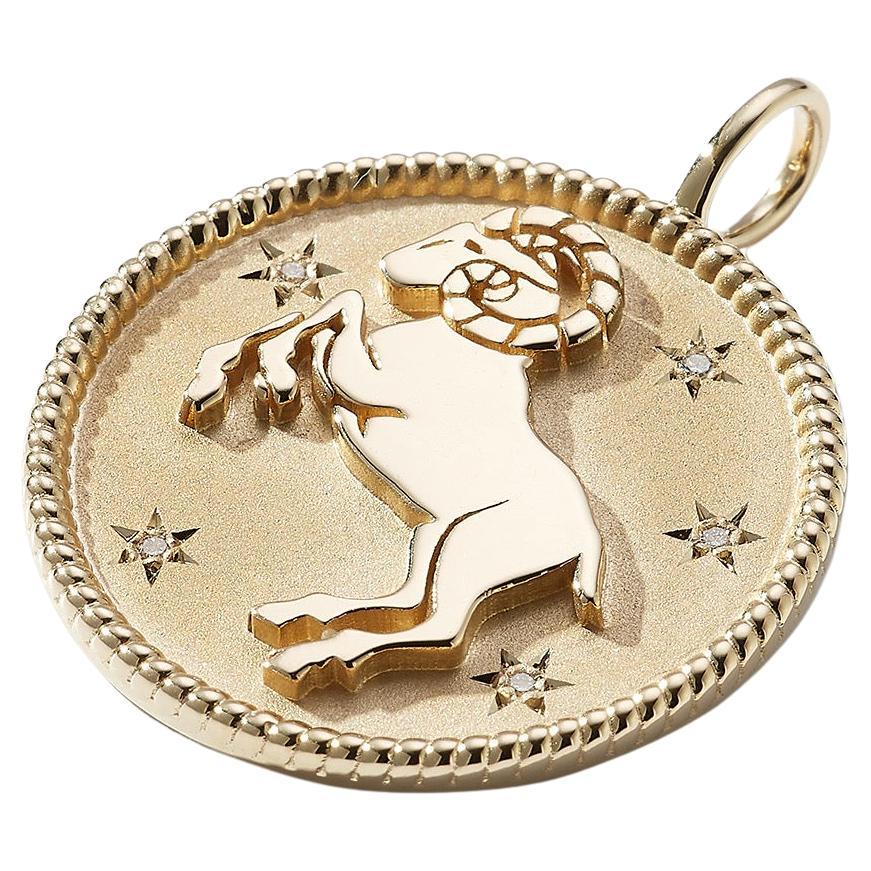 Diamond and Gold Aries Medallion For Sale