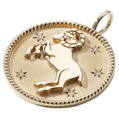 Diamond and Gold Aries Medallion