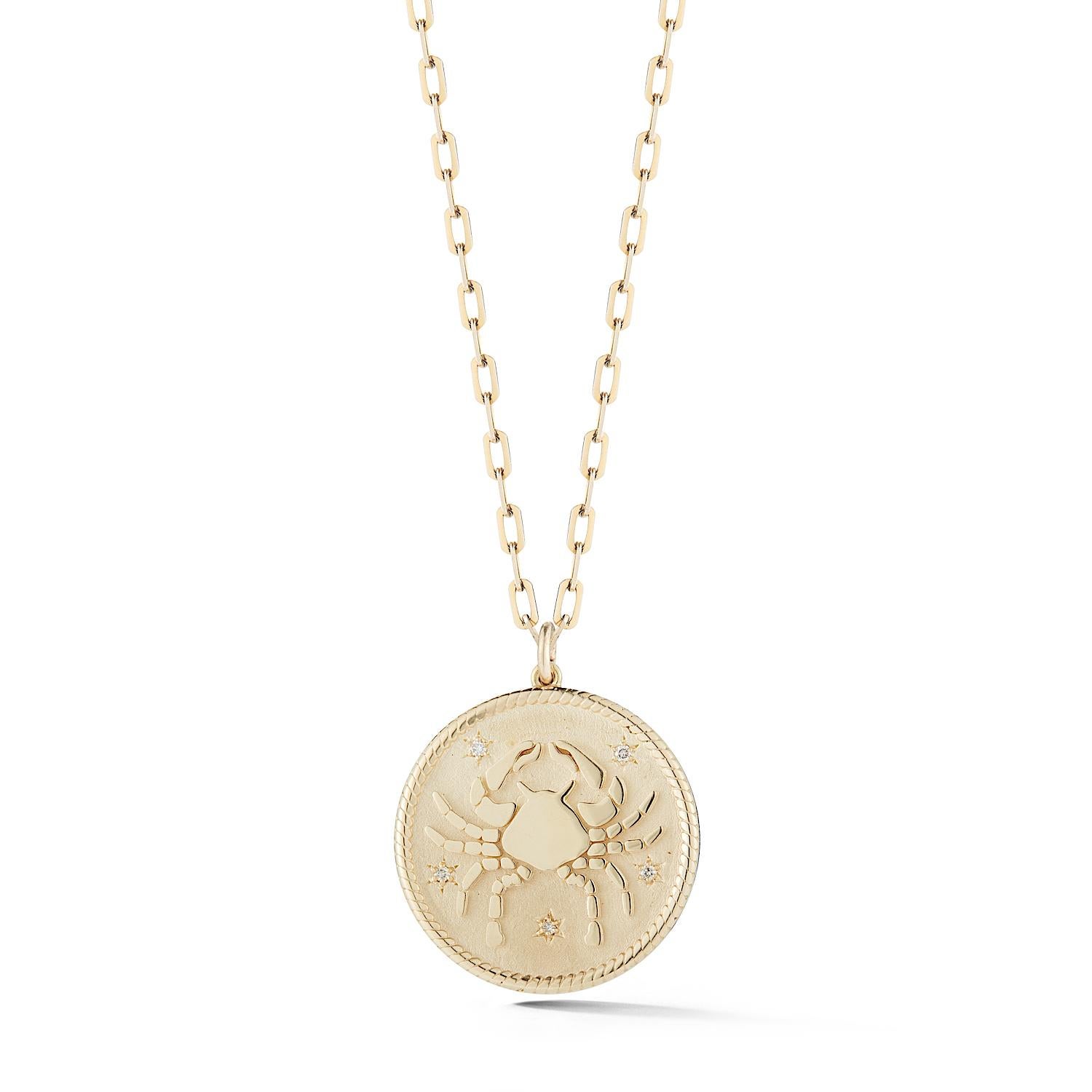 Garland Collection Diamond and Gold Cancer Zodiac Medallion For Sale 2