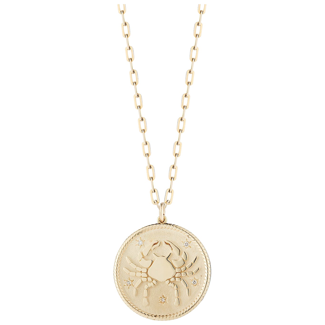Médaillon du signe du zodiaque cancer en or et diamants de la collection Garland