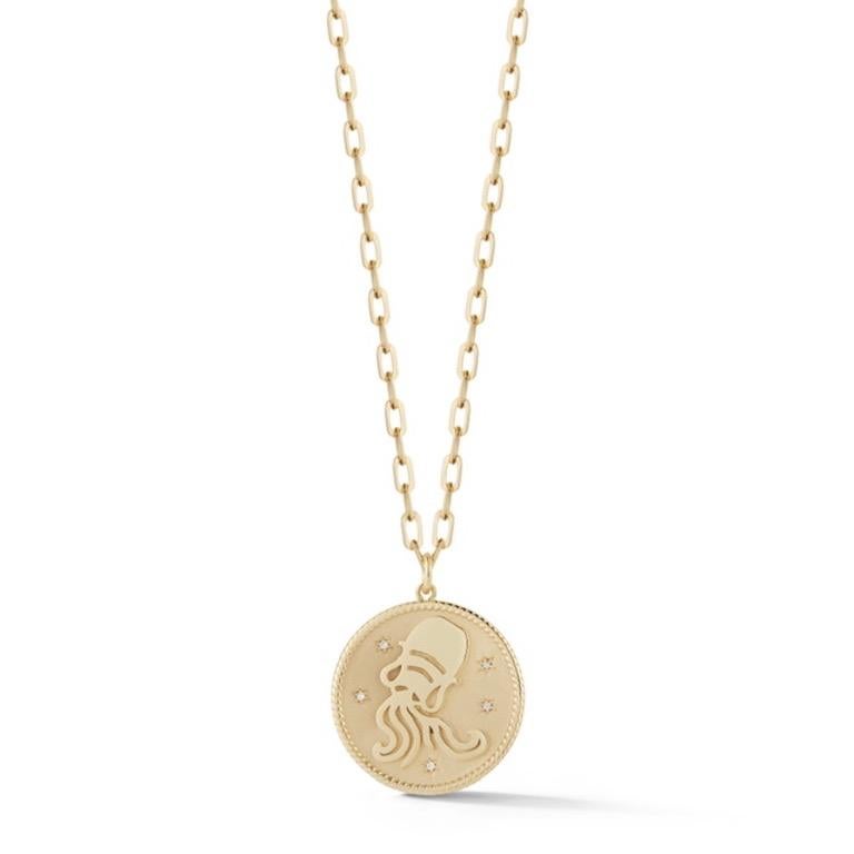 Capricorn-Medaillon aus der Garland-Kollektion, Diamant und Gold mit Sternzeichen im Angebot 12