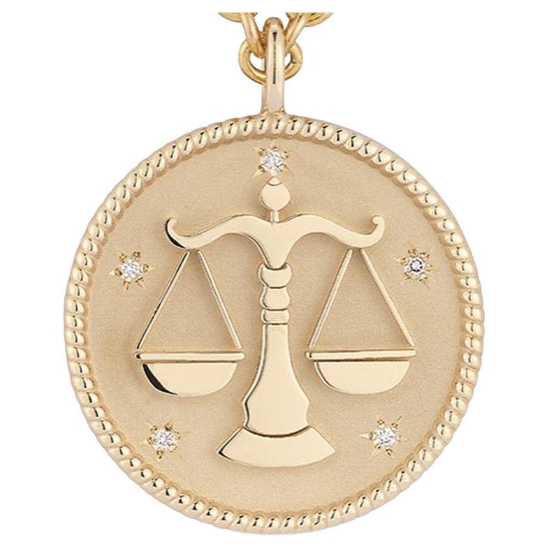 Médaillon du zodiaque Libra en or et diamants de la collection Garland