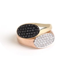 Garland Collection Gold and Diamond Encrusted Signet Ring, White Diamonds