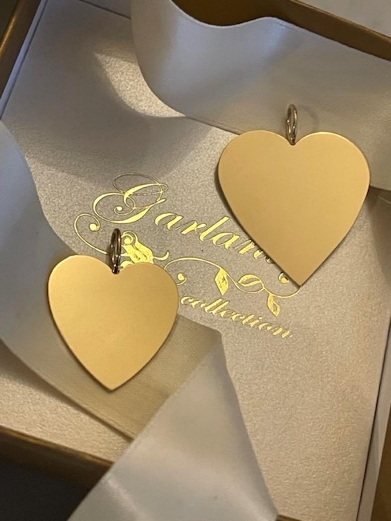 Garland Collection Large Solid Gold Heart Charm Pendant For Sale 6