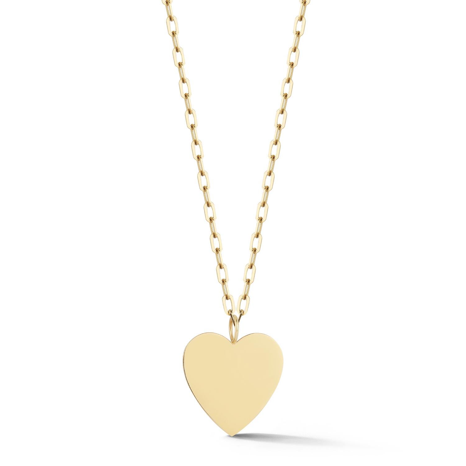 Contemporary Garland Collection Medium Solid Gold Heart Charm Pendant For Sale