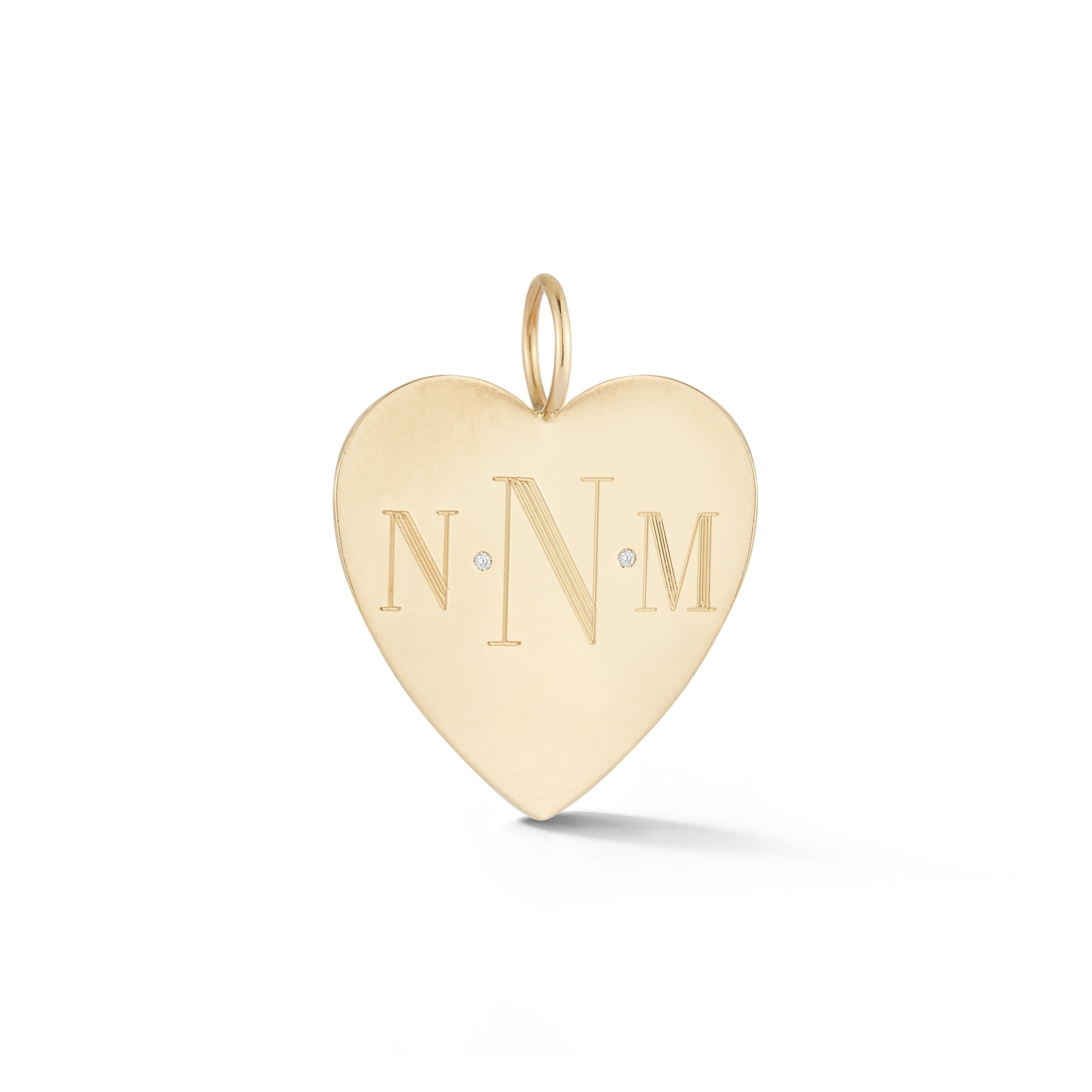 Garland Collection Medium Solid Gold Heart Charm Pendant For Sale 2