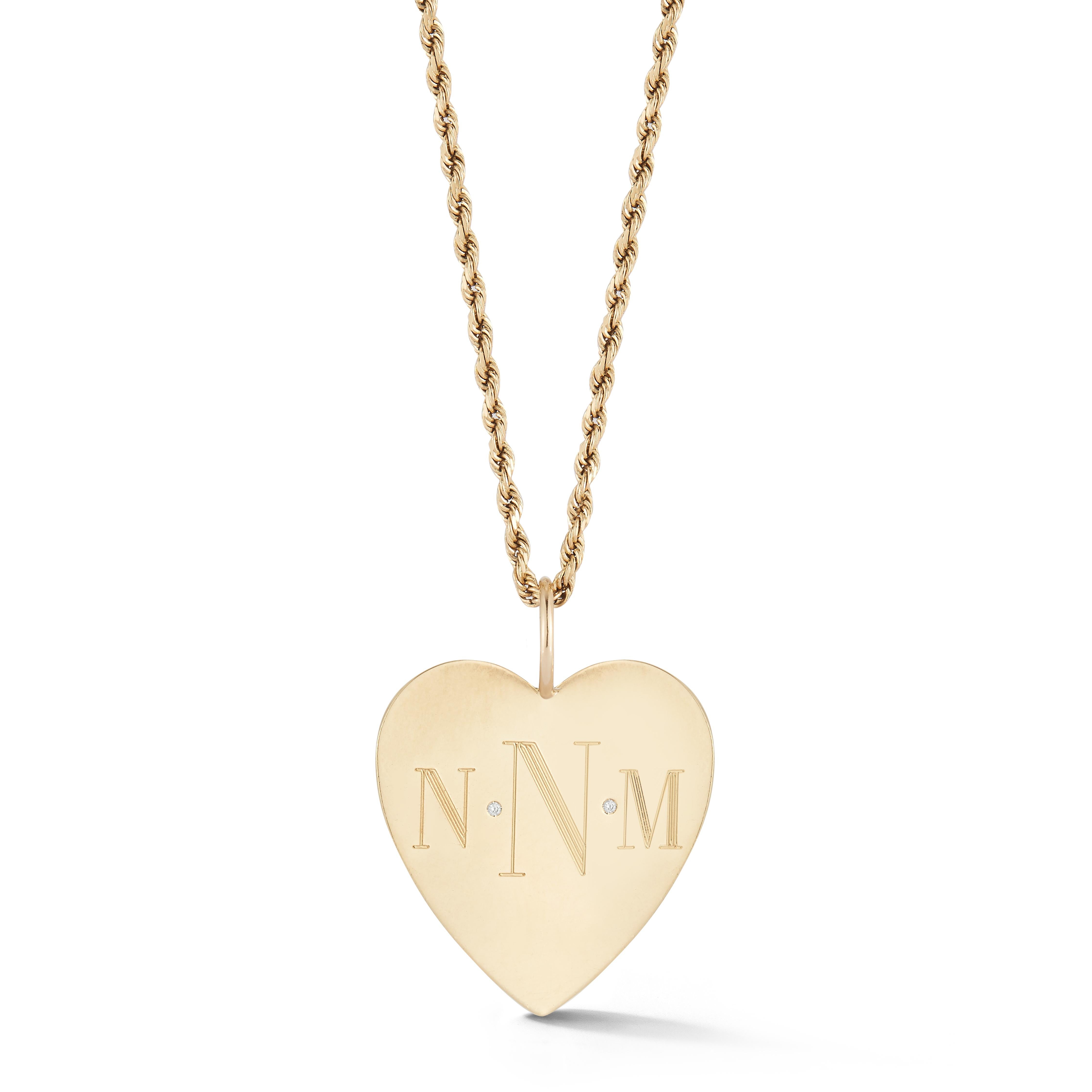 Garland Collection Medium Solid Gold Heart Charm Pendant For Sale 3