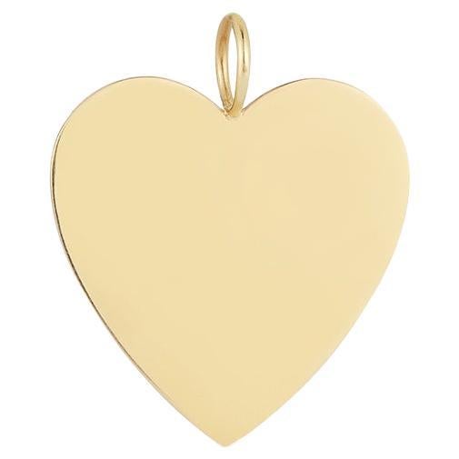Garland Collection Medium Solid Gold Heart Charm Pendant For Sale