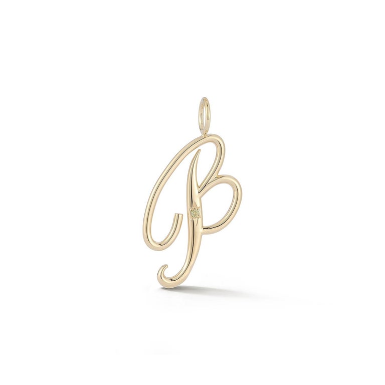Garland Collection Script Gold Initial Letter Charms with Diamond or ...
