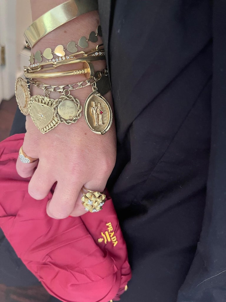 Garland Collection Solid Gold Double ID Bracelet Large Charm Link