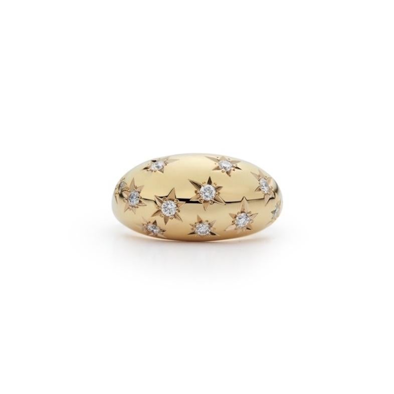 For Sale:  Garland Collection Yellow Gold and Star Set Diamond Dome Ring 2
