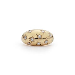 Garland Collection Yellow Gold and Star Set Diamond Dome Ring