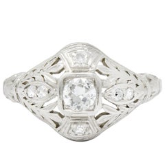 Antique Garland Edwardian 0.30 Carat Diamond Foliate Dinner Ring