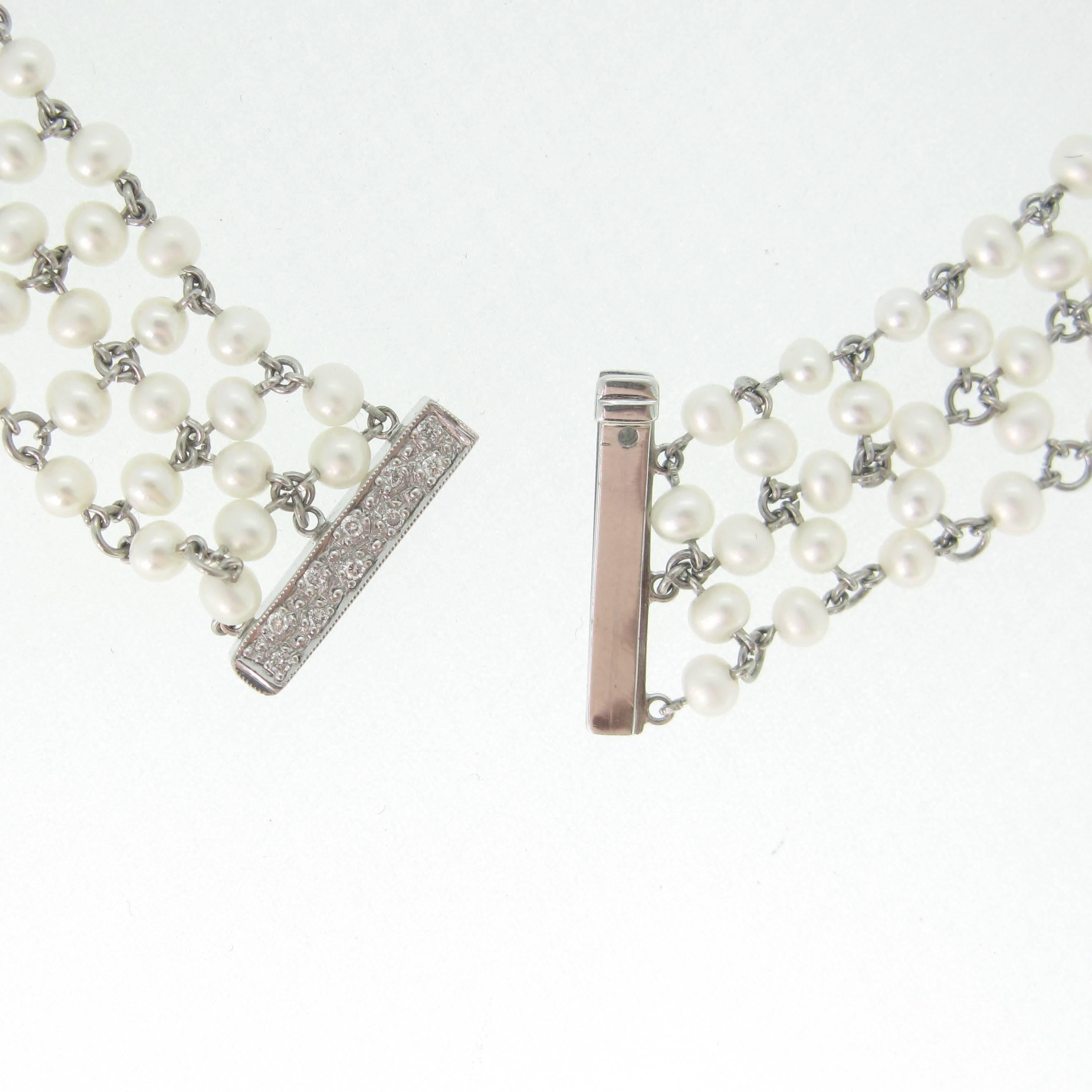 Garland Edwardian Style Diamonds Pearls Necklace 1