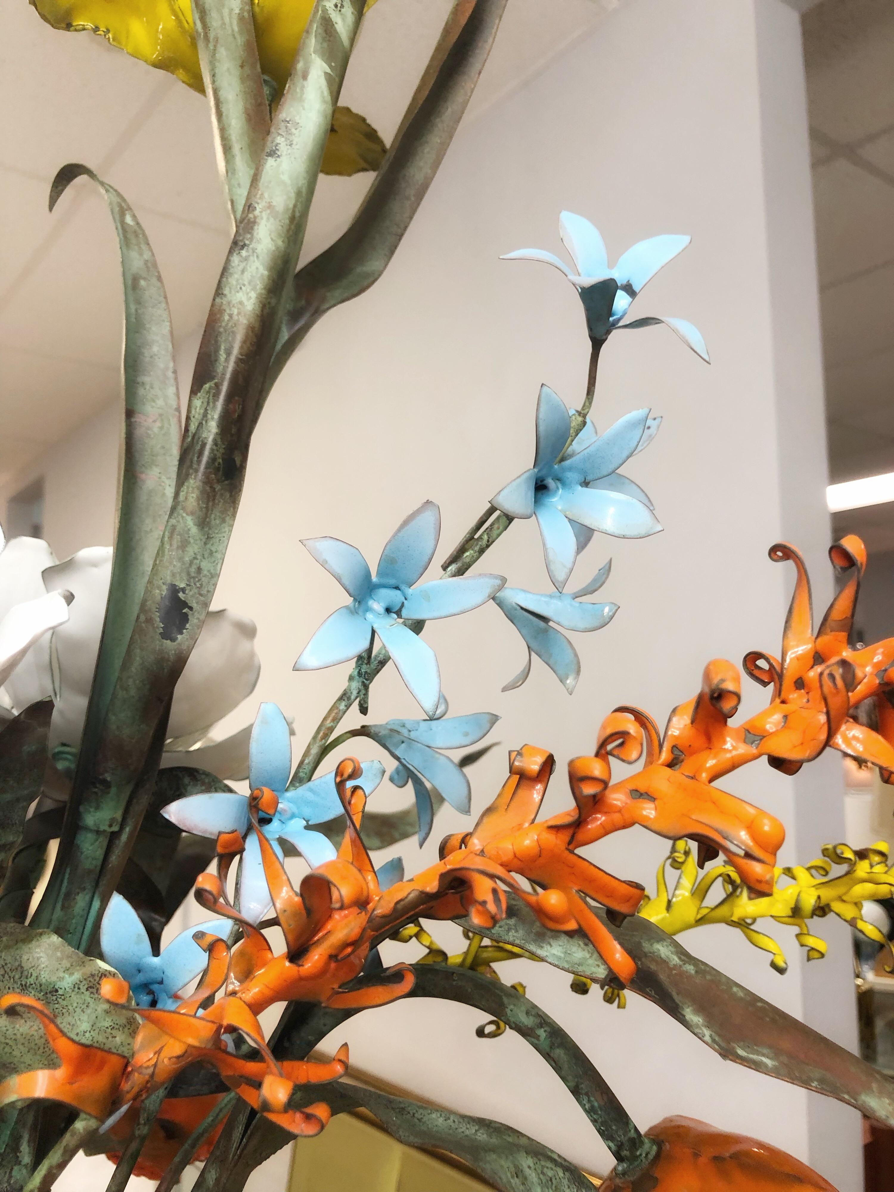 Garland Faulkner Large Enamel Botanical Chandelier, 1975 8