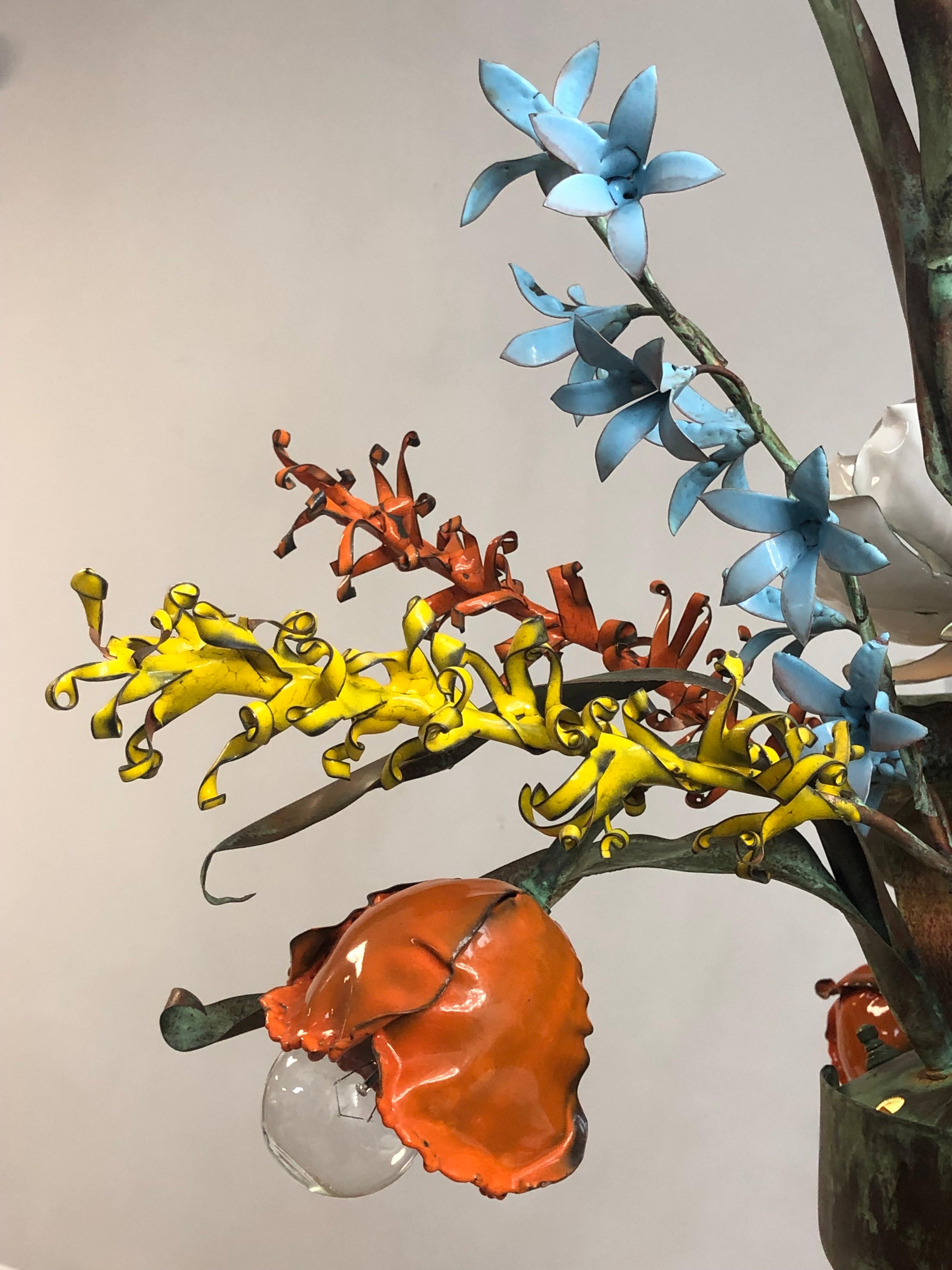 Garland Faulkner Large Enamel Botanical Chandelier, 1975 1